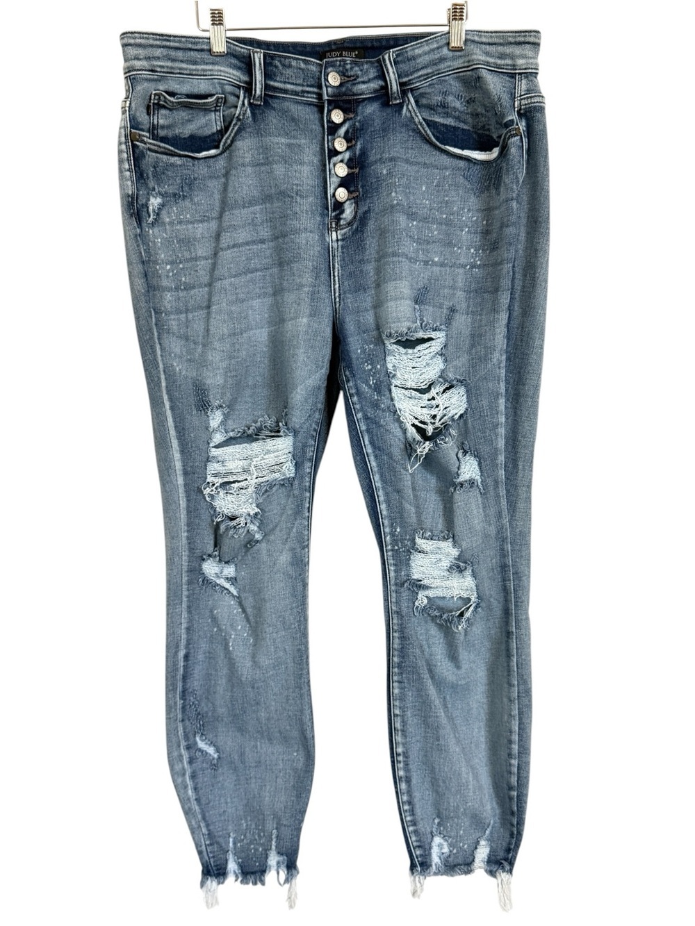 Judy Blue High Rise Button Fly Distressed Skinny Women’s Size 20W JB82311LT-PL
